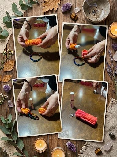 Rodillo sensorial + porta lapiz labial /anillos/medicamentos,etc